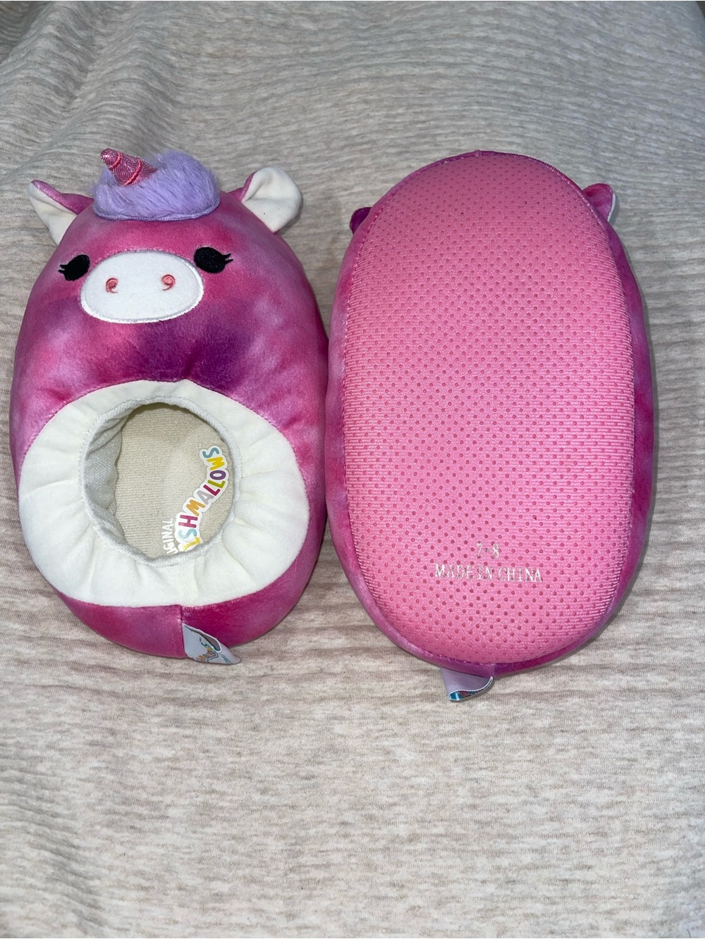 Squishmallows Pink and Purple Unicorn Plush Slippers